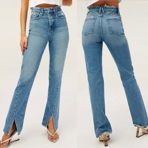 NWT Good American Good Boy Slit Straight Leg Jeans
